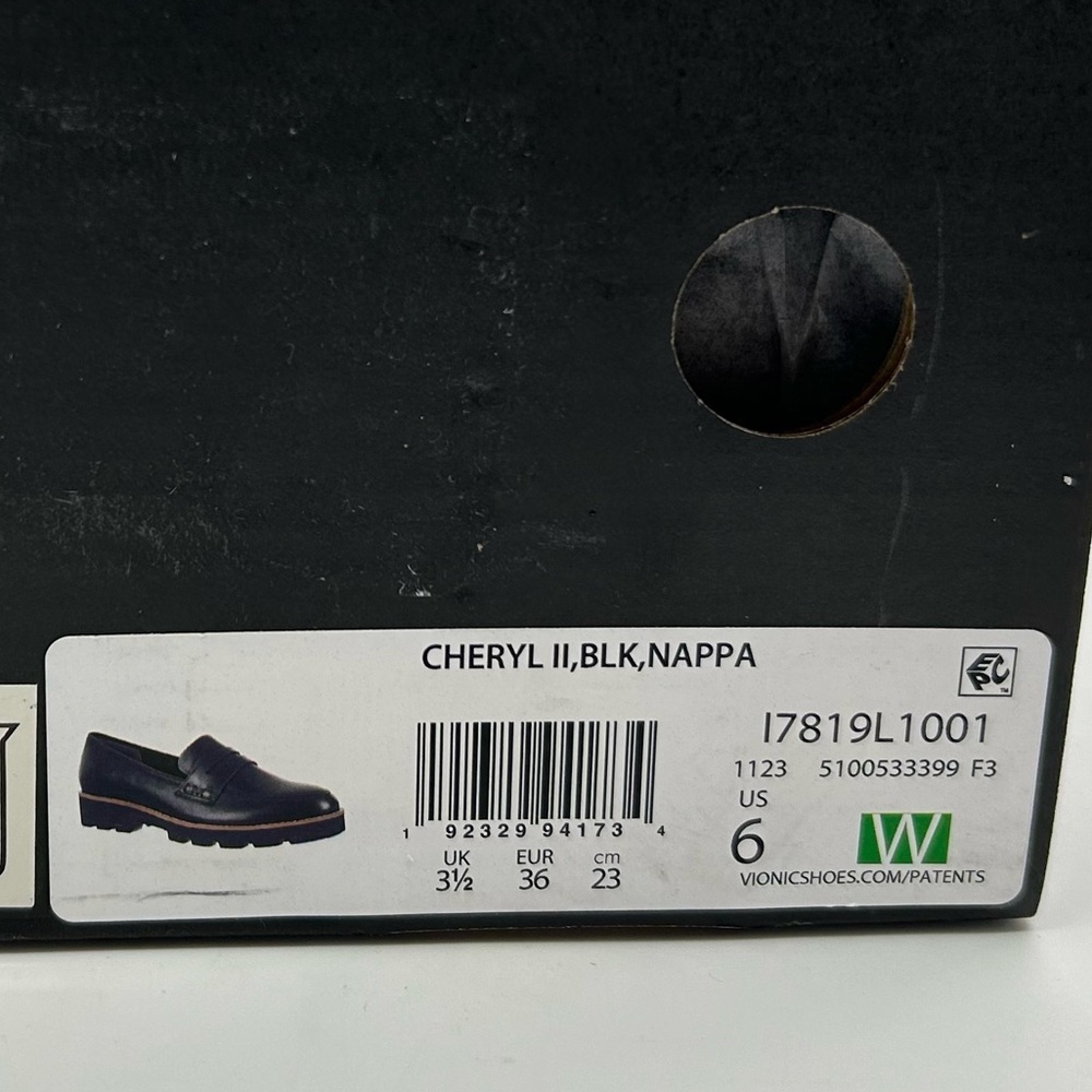 Vionic Cheryl II Black Nappa Leather Loafers – Women’s Size 6W – New In Box - Picture 10 of 11